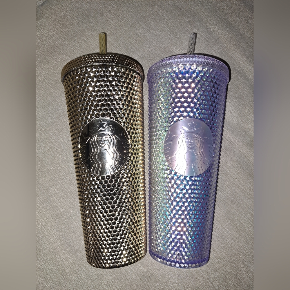 Starbucks Gold and Iridescent Tumbler Duo